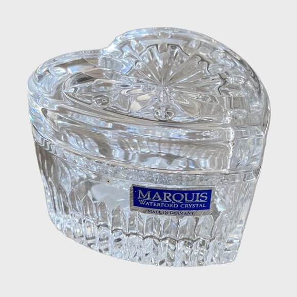 Marquis Waterford Crystal Covered Heart Box 3'' Jewelry Trinkets New Opened Box - Picture 6 of 14